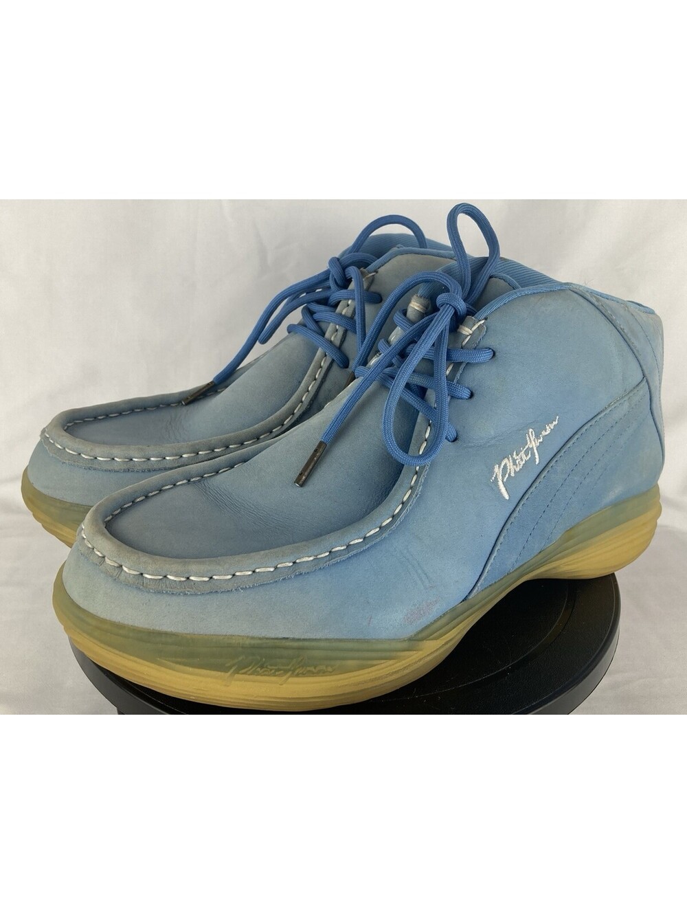 Mens Size 11 Phat Farm Blue Leather Moc Toe Boots Chukka Wallabee Vintage Y2K